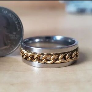 New 8mm Stainless steel rotating fidget spinner ring size 6 to 13 other …